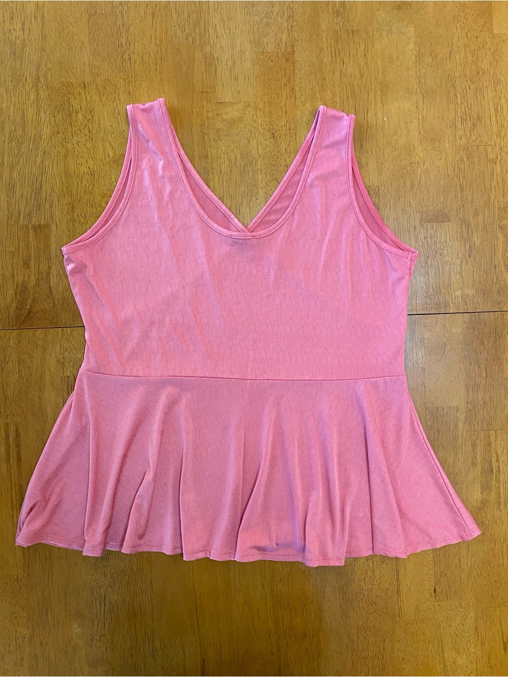 White Birch - Wrap Peplum Top, Coral, Sz 1X - Picture 5 of 10